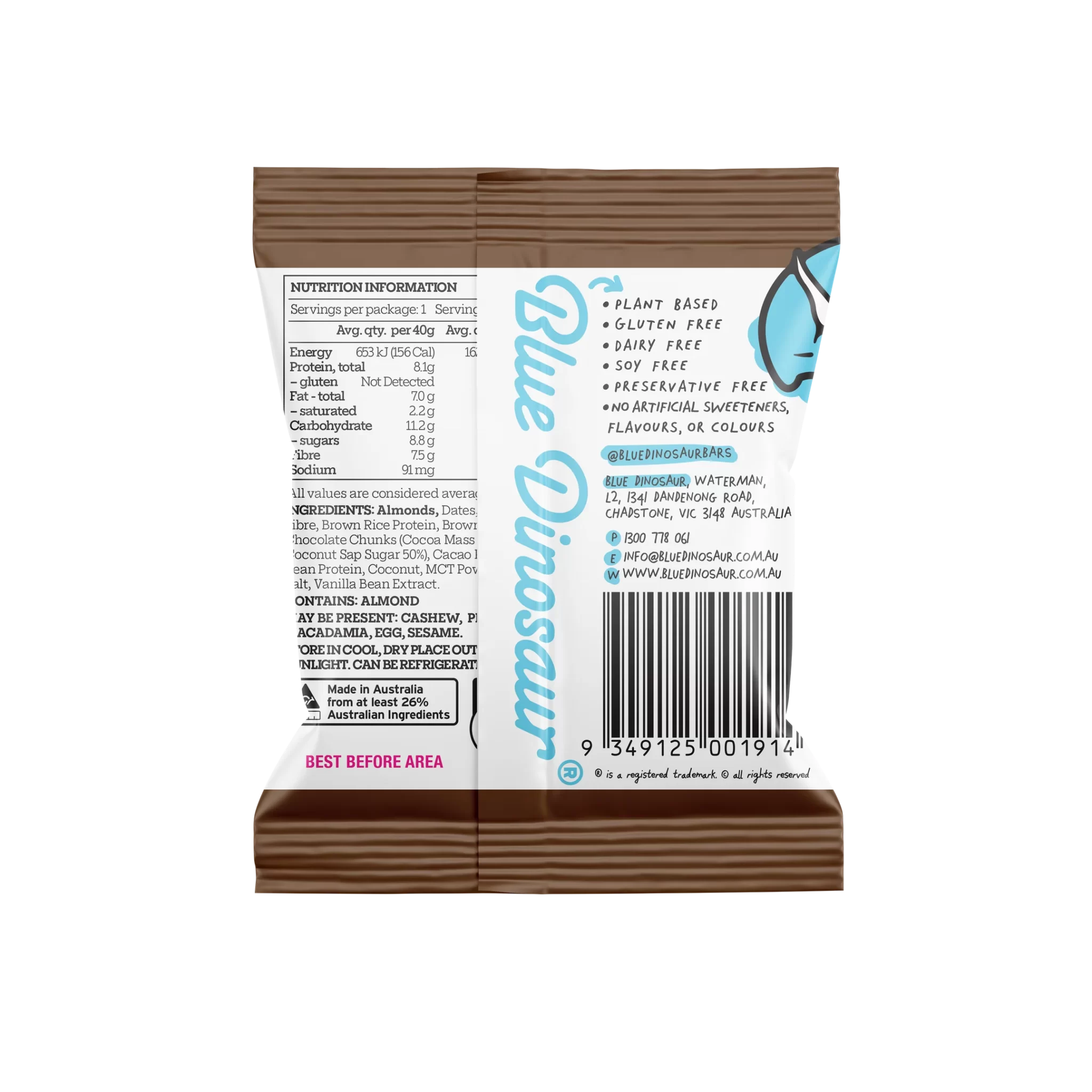 Choc Almond Protein Ball 40g Blue Dinosaur - Image 2