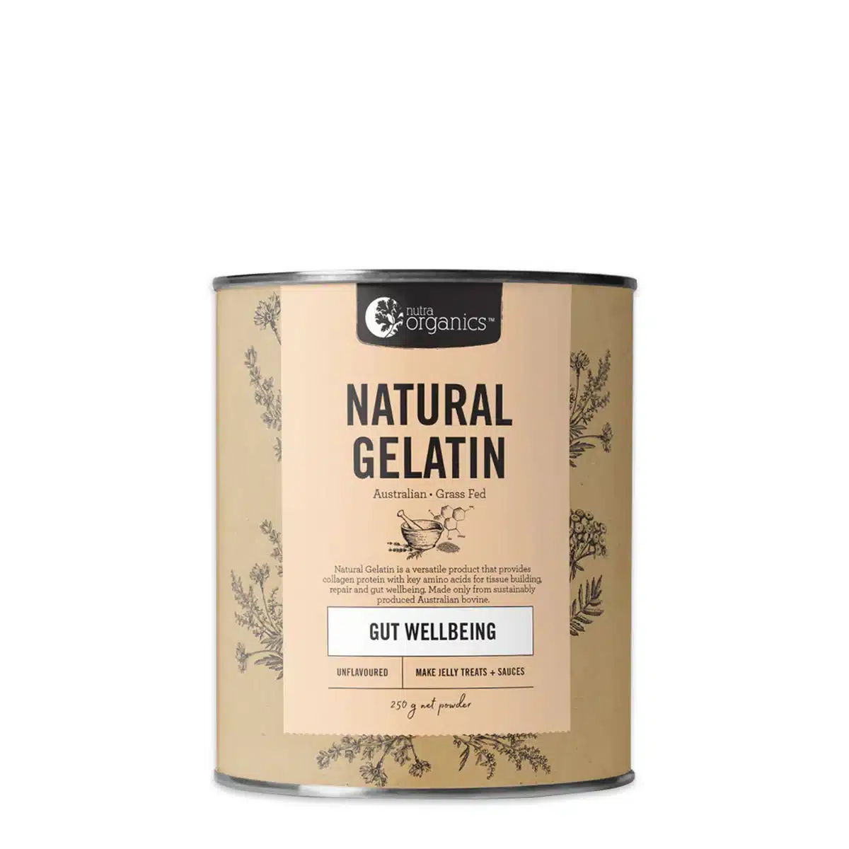 Natural Gelatin Cannister 250g Nutra Organics