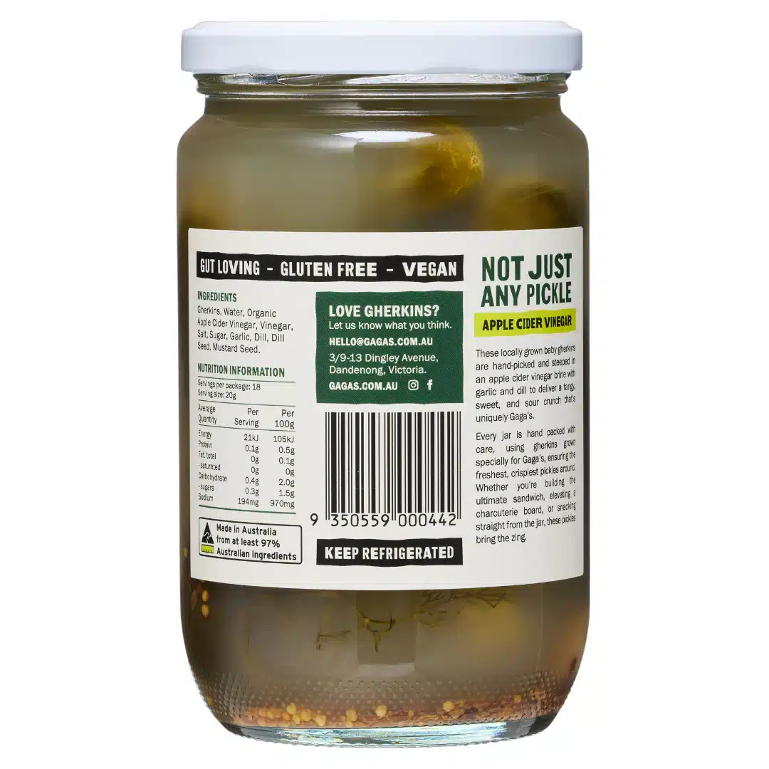 Cider Vinegar Pickle 700g Gagas Gherkins - Image 2