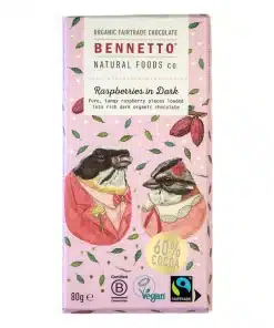 Organic Dark Chocolate Raspberries In Dark 80g BENNETTO