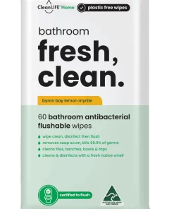 Bathroom Fresh Clean Flushable Plastic Free Wipes 60pk CleanLife
