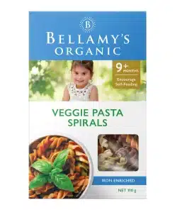 Organic Semolina Vegetable Spirals 150g Bellamys