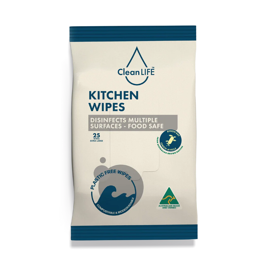 Kitchen Plastic Free Wipes Food Safe 25pk CleanLife