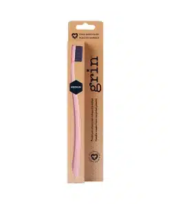 100% Recycled Toothbrush Medium Rose & Charcoal Grin