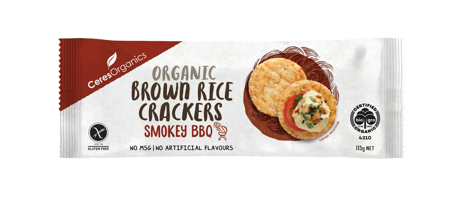 BBQ Brown Rice Crackers 115g Ceres Organics