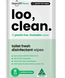 Loo Clean Flushable Plastic Free Wipes 15pk CleanLife