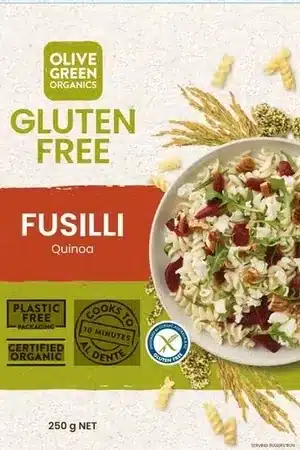 Gluten Free Organic Quinoa & Rice Pasta Fusilli 250g Olive Green Organics