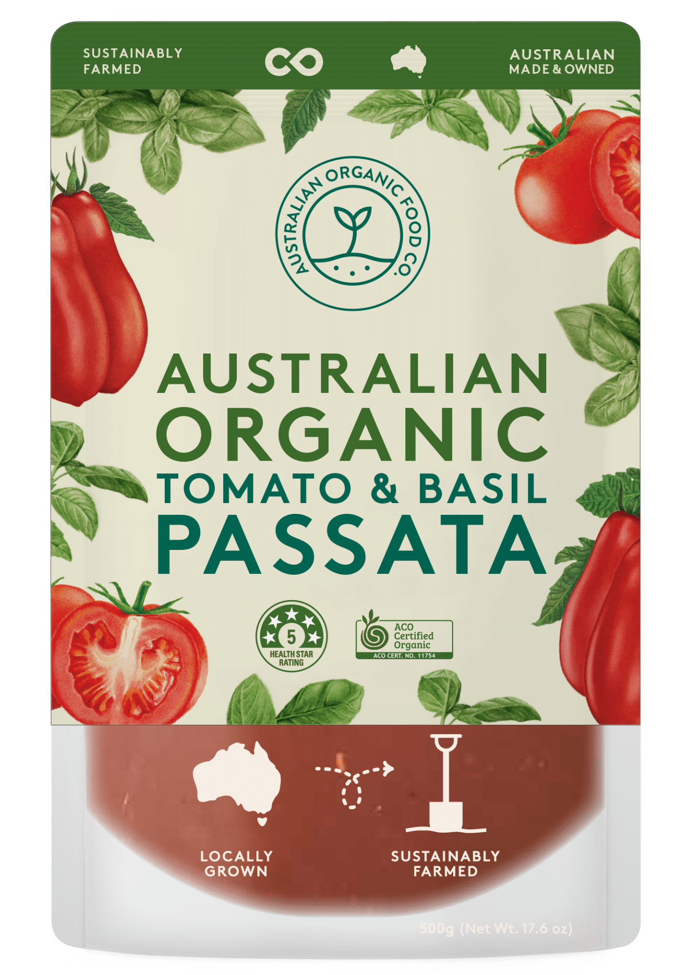 Tomato & Basil Passata 500g Australian Organic Food Co